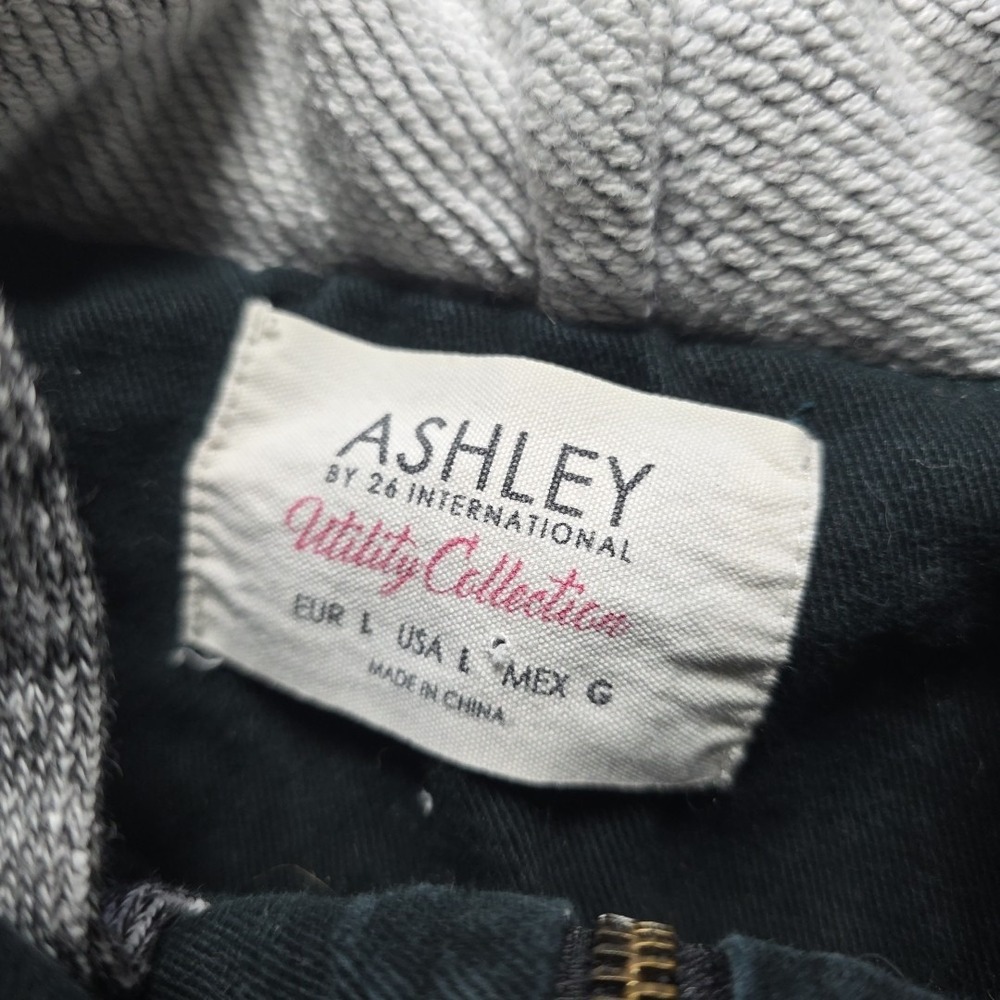 Ashley Utility Collection Size Large Denim & Knit Jacket Zip Front Black Grey L - Picture 7 of 9